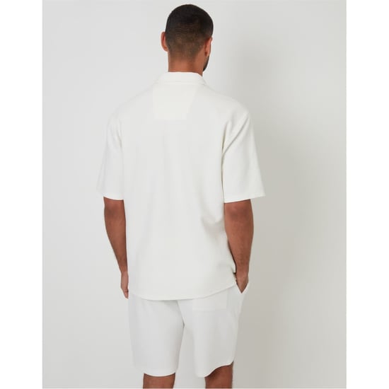Men's Threadbare Embley Relaxed Fit Short Sleeve Shirt in .Ecru - Image 3