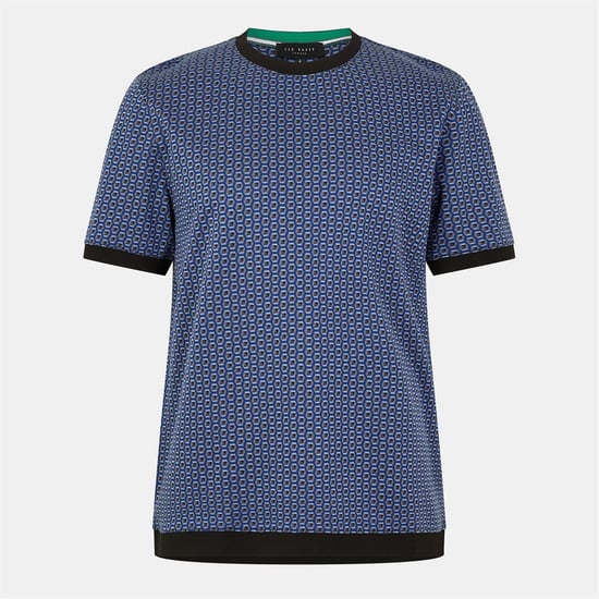 Men's Ted Baker Regular Fit Geographic Print Crew Neck T-Shirt in Dk-Blue - Image 1