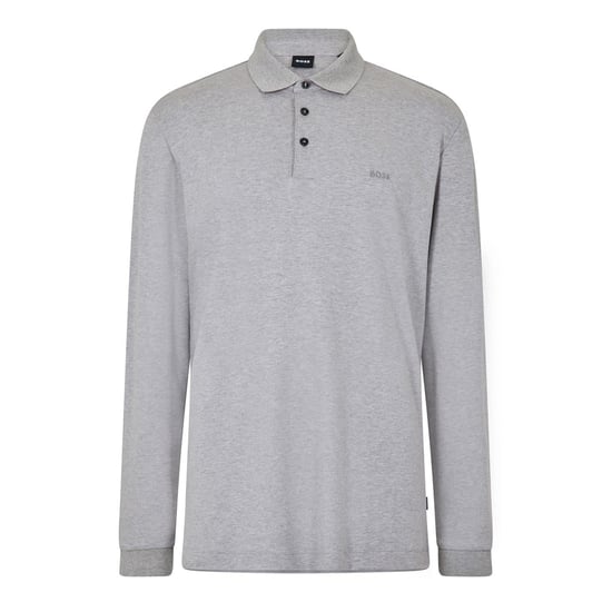 Men's Boss Pado 30 Long Sleeve Polo Shirt in Silver - Image 1