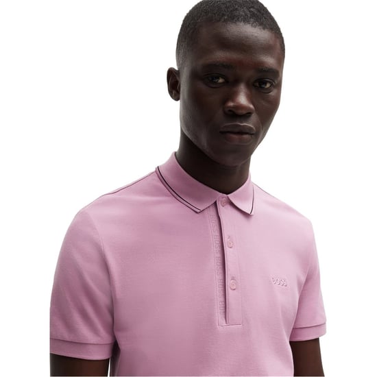 Men's Boss Hbg Paule 4 Polo Shirt, Premium Craftsmanship in Light Purple - Image 4