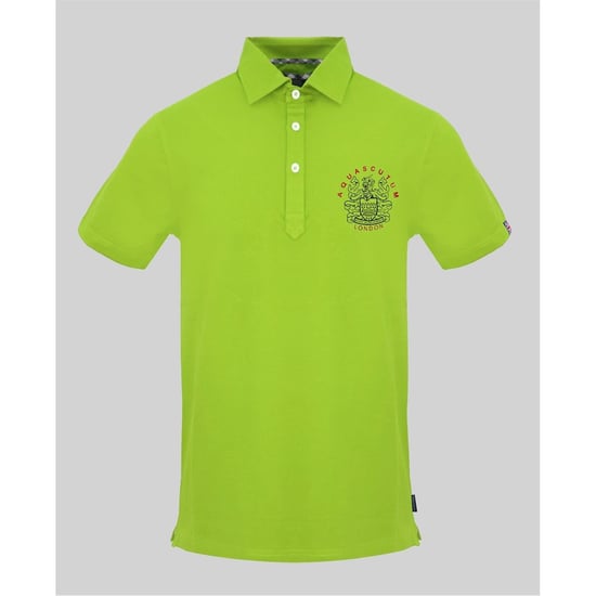 Men's Aquascutum Collared Neck Short Sleeve Polo Shirt in Lime - Image 1