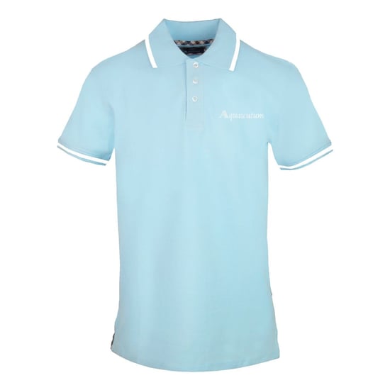 Men's Aquascutum Collared Neck Short Sleeve Polo Shirt in Sky Blue - Image 1