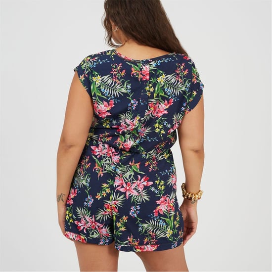 Women's Brave Soul Crew Neck Floral Patterned Short Sleeve Playsuit in Multi - Image 2