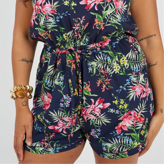 Women's Brave Soul Crew Neck Floral Patterned Short Sleeve Playsuit in Multi - Image 3