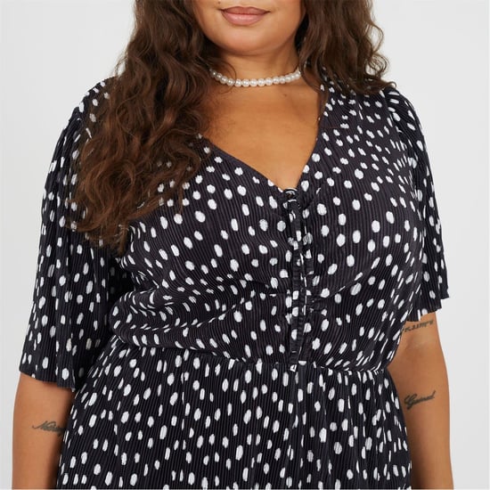 Women's Brave Soul V-Neck Polka Dot Short Sleeve Playsuit in Black/White - Image 3