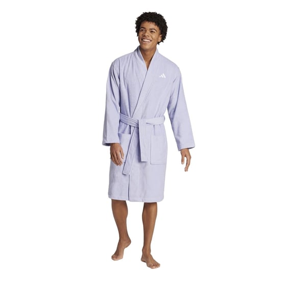 Women's adidas Long Sleeve Shawl Neck Robe in Vioton - Image 2