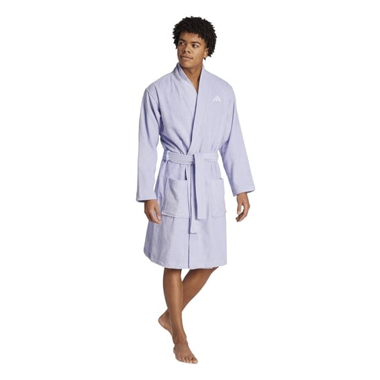 Women's adidas Long Sleeve Shawl Neck Robe in Vioton - Image 6