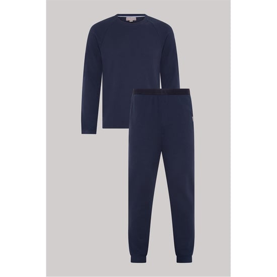 Men's Ted Baker Lettering Crew Neck Long Sleeve Pyjama Set in Navy - Image 1