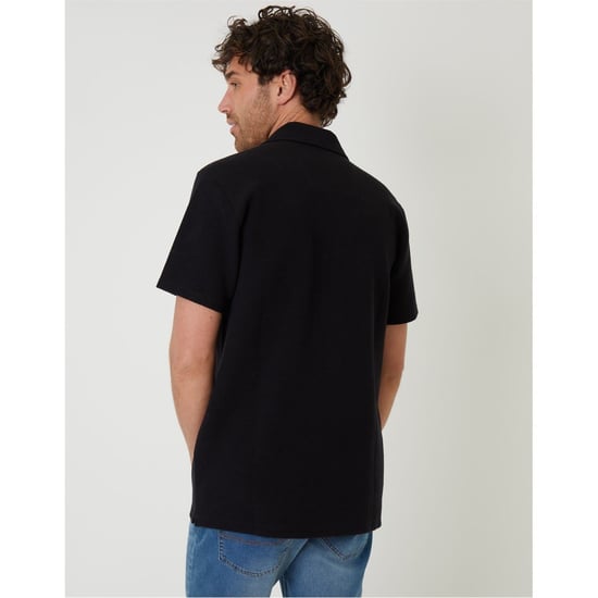 Men's Threadbare Embley Relaxed Fit Short Sleeve Shirt in .Black - Image 3