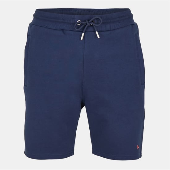 Men's Modern Amusement Bergam Ribbed Waistband Shorts with Drawstring in Navy - Image 1