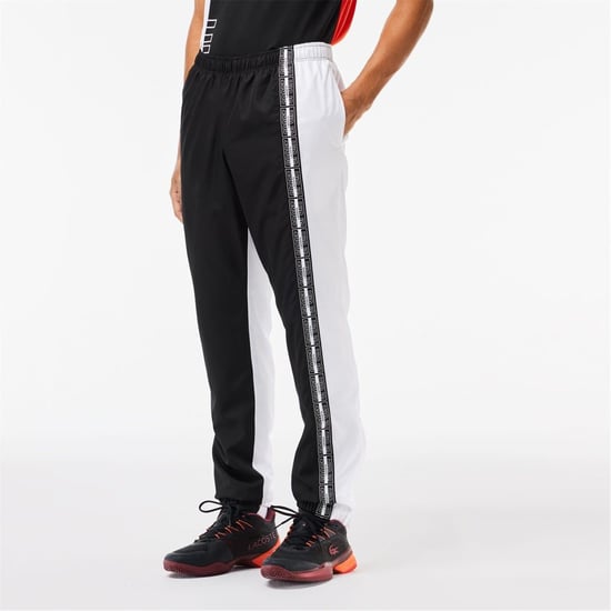 Men's Lacoste Color Block Slim Cut Track Pants in Black/White - Image 2