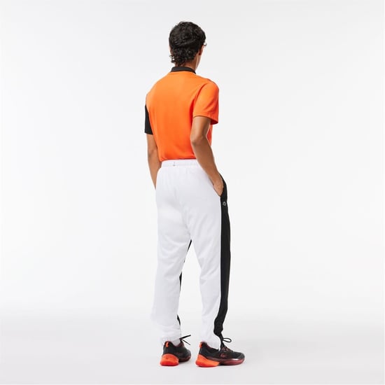 Men's Lacoste Color Block Slim Cut Track Pants in Black/White - Image 3