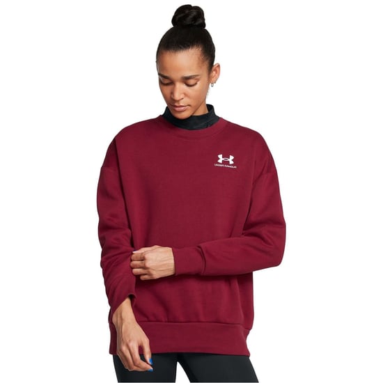 Women's Under Armour Oversize Fit Crew Neck Long Sleeve Sweatshirt in Red - Image 3