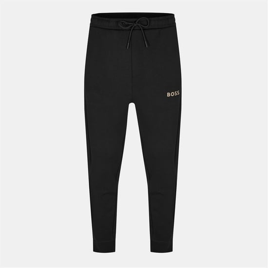 Men's Boss Hadiko Wordmark Solid Patterned Joggers in Black - Image 1