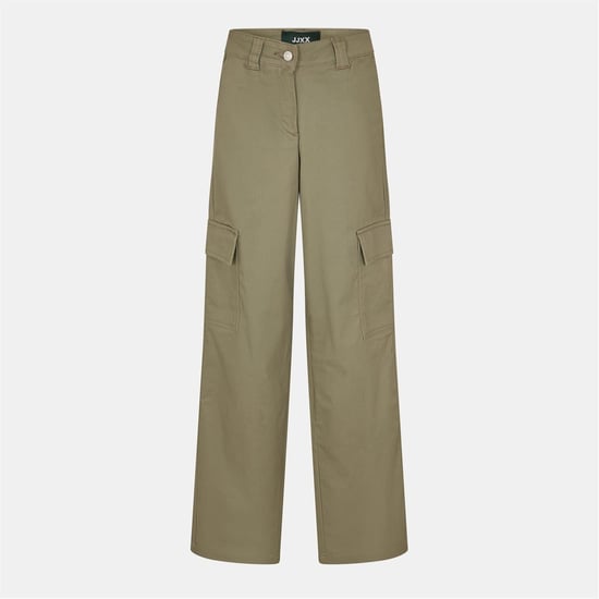 Women's JJXX Solid Patterned Straight Cargo Pants in Dusty Olive - Image 1