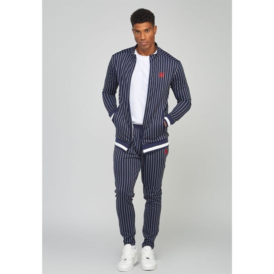 Men's SikSilk Pins Athletic Mock Neck Long Sleeve Top in Navy - Image 3