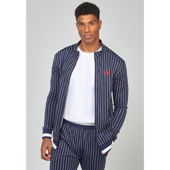 Men's SikSilk Pins Athletic Mock Neck Long Sleeve Top in Navy - Image 4