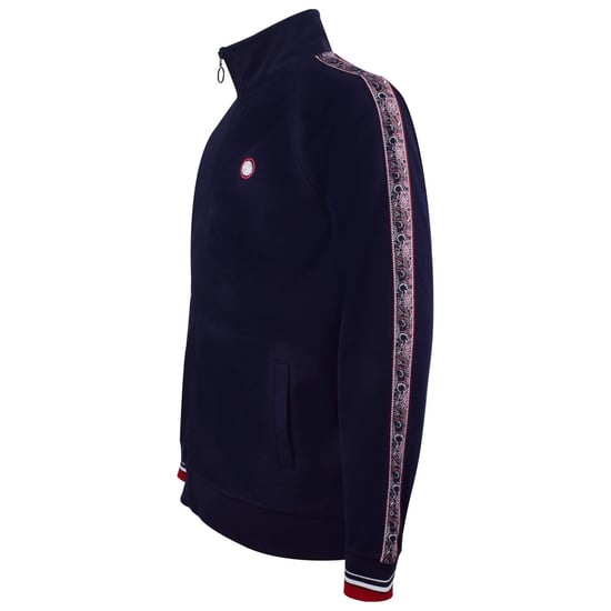 Men's Pretty Green Eclip Tape Raglan Sleeve Zip Neck Athletic Top in Navy - Image 3