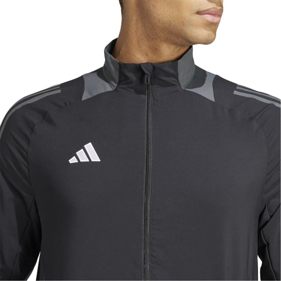 Men's adidas Tiro 19 Funnel Neck Raglan Sleeve Athletic Top in Black/Dark Grey - Image 4