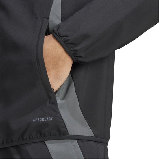 Men's adidas Tiro 19 Funnel Neck Raglan Sleeve Athletic Top in Black/Dark Grey - Image 5