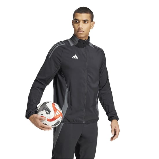 Men's adidas Tiro 19 Funnel Neck Raglan Sleeve Athletic Top in Black/Dark Grey - Image 6