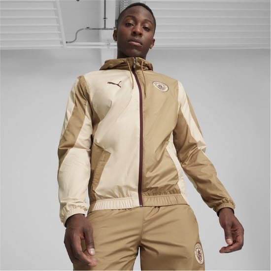 Men's Puma Manchester City Pre Match Woven Jacket Adults in Granola - Image 2