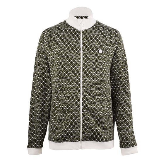 Men's Pretty Green Geo Regular Fit Long Sleeve Zip Neck Athletic in Green - Image 1