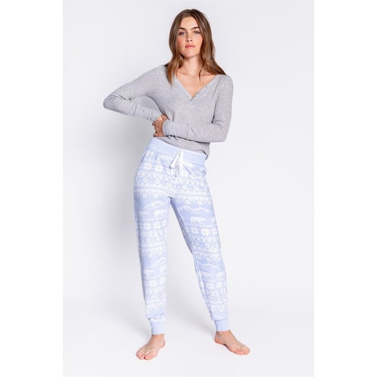 Women's PJ Salvage Salvage Snowflake Cuffed Pant in Hellblau - Image 1