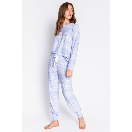 Women's PJ Salvage Salvage Snowflake Cuffed Pant in Hellblau - Image 4