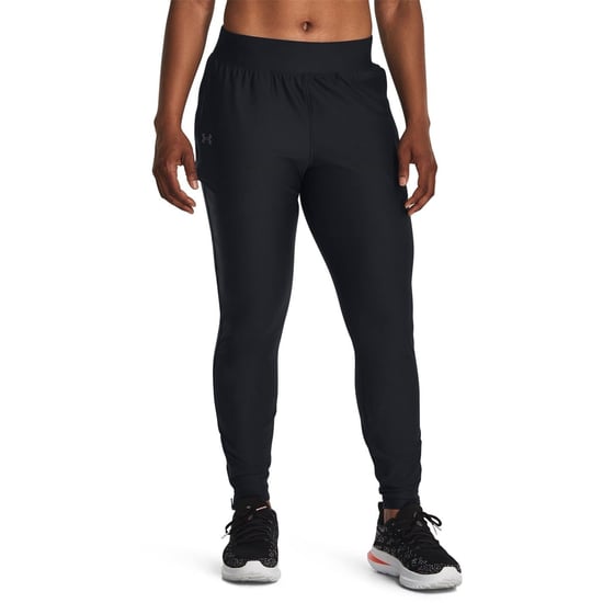 Women's Under Armour Qualifier Elite Solid Patterned Slim Track Pants in Black - Image 2