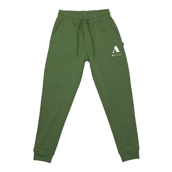 Men's Aquascutum Solid Patterned Slim Tapered Joggers in Military Green - Image 1