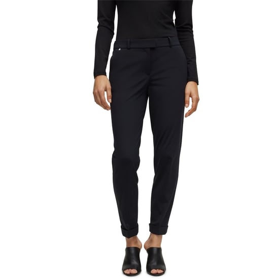 Women's Boss Solid Patterned Straight Chinos in Black 001 - Image 2