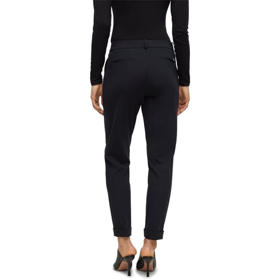 Women's Boss Solid Patterned Straight Chinos in Black 001 - Image 3
