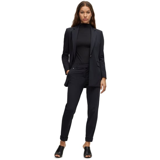 Women's Boss Solid Patterned Straight Chinos in Black 001 - Image 5