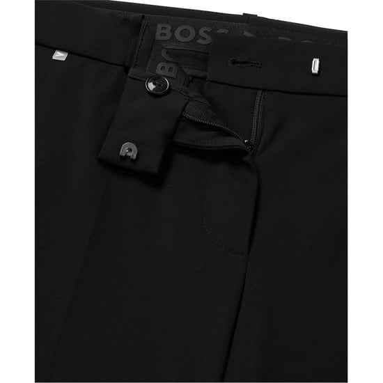 Women's Boss Solid Patterned Straight Chinos in Black 001 - Image 6