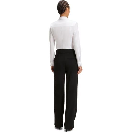 Women's Boss Tapiana Solid Patterned Wide Leg Trousers in Black - Image 3