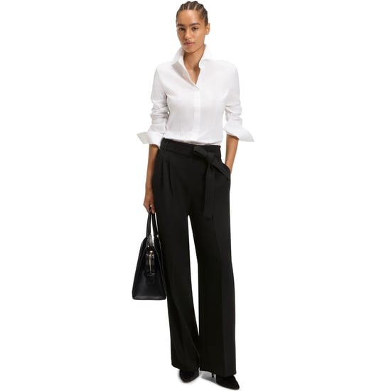 Women's Boss Tapiana Solid Patterned Wide Leg Trousers in Black - Image 5