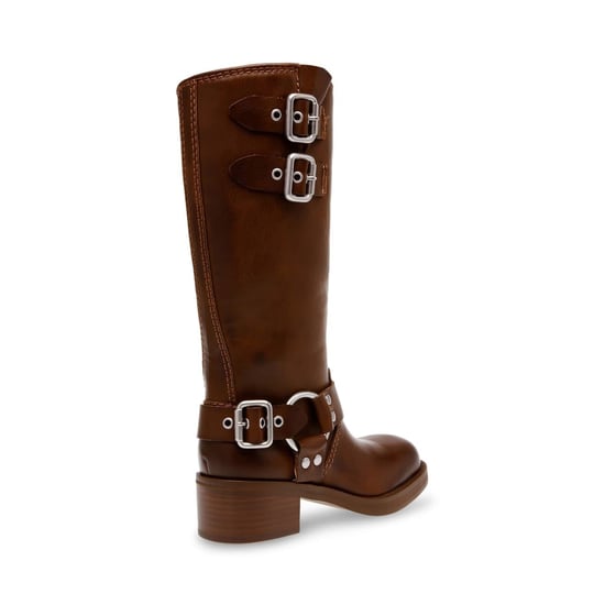 Women's Steve Madden Eastern Motorcycle Boots with Block Heel in Brown - Image 2