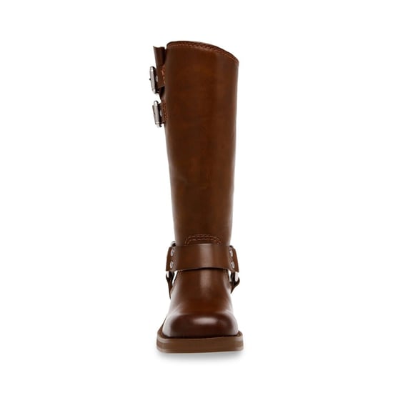Women's Steve Madden Eastern Motorcycle Boots with Block Heel in Brown - Image 3