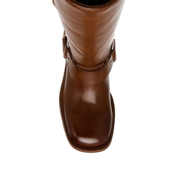 Women's Steve Madden Eastern Motorcycle Boots with Block Heel in Brown - Image 5