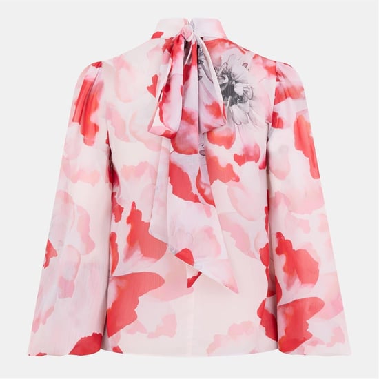 Women's Ted Baker Relaxed Fit Balloon Sleeve High Neck Blouse in Ivory - Image 1
