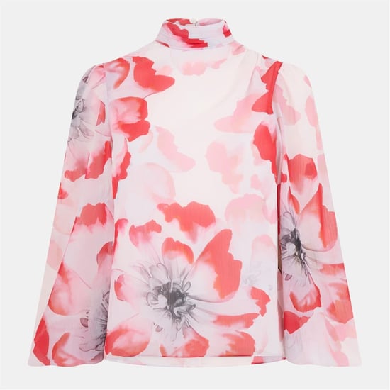 Women's Ted Baker Relaxed Fit Balloon Sleeve High Neck Blouse in Ivory - Image 2