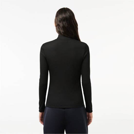 Women's Lacoste Mock Neck Regular Fit Polo Shirt in Black - Image 3