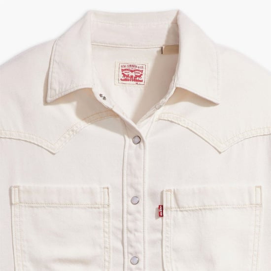 Women's Levis Teodora Western Long Sleeve Denim Shirt in Ecru Crew 6 - Image 4