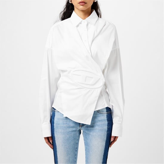 Women's Diesel C Siz N2 Shirt With Embossed Logo in Bright White - Image 1