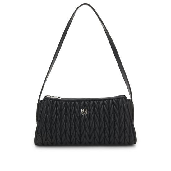 Accessories Hugo Chris Textured Hobo Bag with Silver Tone Hardware in Dark Brown - Image 1