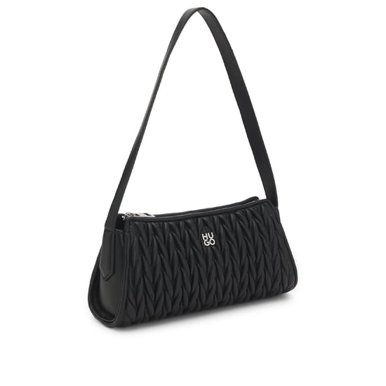 Accessories Hugo Chris Textured Hobo Bag with Silver Tone Hardware in Dark Brown - Image 3