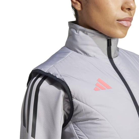 Women's adidas Tiro24c Solid Patterned Ribbed Cuff Performance Vest in Light Onix - Image 4