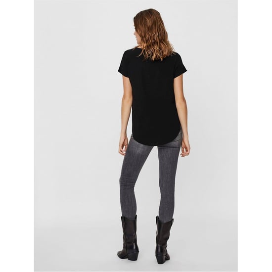 Women's Vero Moda Crew Neck Short Sleeve Shell Blouse in Black - Image 3