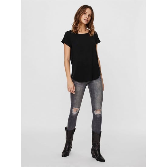 Women's Vero Moda Crew Neck Short Sleeve Shell Blouse in Black - Image 5